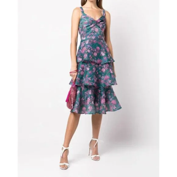 marchesa notte green floral dress Marchesa Notte Cocktail Dress main image 1